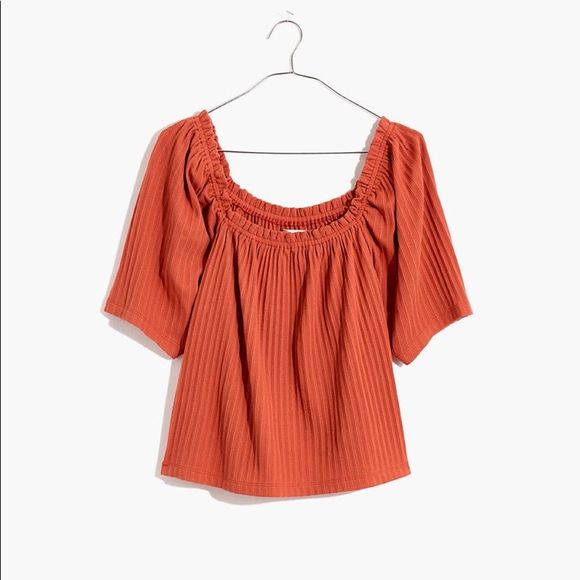 Madewell Tops - Madewell Blouse Knit Pointelle Peasant Top Women Size Large